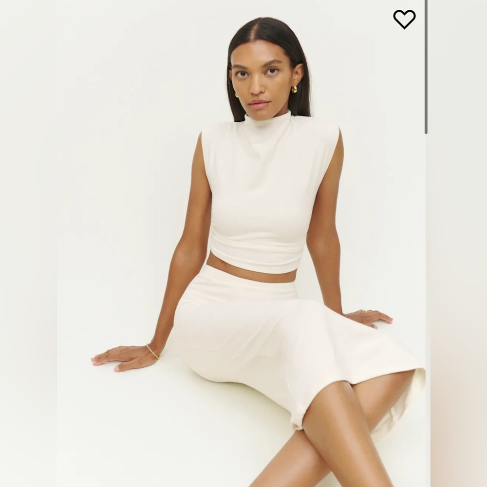 Reformation Foster Lindy Knit White Two Piece Set